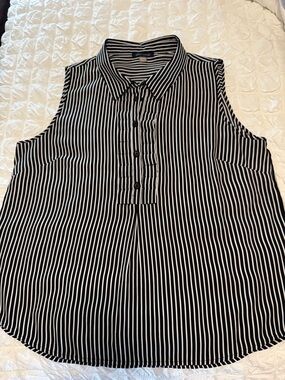 Tommy Hilfiger Black and White Striped Sleeveless Blouse